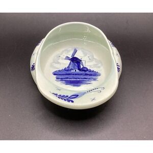 VTG Delft Blue Trinket Dish Windmill Cap- Hand Painted-Holland Collectible Decor